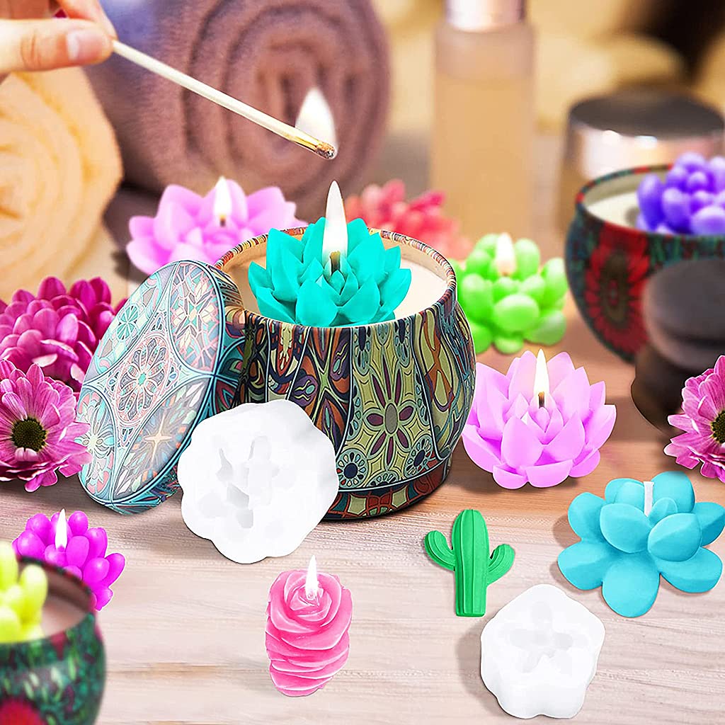 HASTHIP 2Pcs Silicone Molds for Succulent Candle, Candle Epoxy Resin Molds, Hand Casting Mould for DIY Candle Fondant Soap Chocolate Crafts HASTHIP 2Pcs Silicone Molds for Succulent Candle, Candle Epoxy Resin Molds, Hand Casting Mould for DIY Candle Fondant Soap Chocolate Crafts